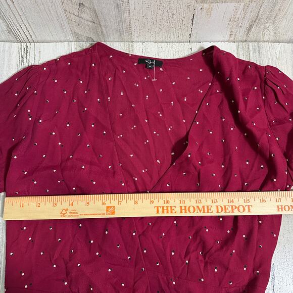 Rails Aimee Dress M | Rouge Offset Dot | Ruffle Hem | 100% Rayon | MSRP: $208 - Picture 6 of 11